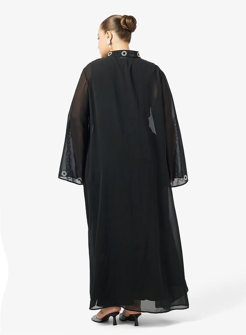 خزانة طقم عباية مقاس كبير بحواف لامعة - Image 2